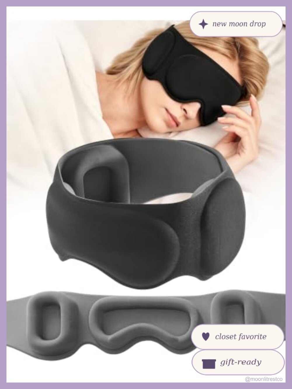 Weighted 3D Blackout Sleep Mask with Ear Covers Cotton Blend